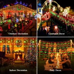 Christmas Lights Outdoor Super Long 1600 LED 164FT Plug In 8 Modes With Timer Dimmable Christmas Lights Waterproof Indoor LED String Lights Decor For Roof Porch Garden Holiday Wedding Party Red+Green -Xmas Lighting Shop 91xfRi1gnLL. AC SL1500