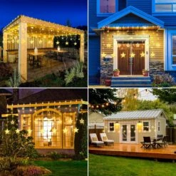 Star Solar String Lights Outdoor Waterproof, Solar Lights 8 Lighting Modes Solar Curtain Lights With Remote, Outside Patio Lights Decor For Tree Garden Outside Window Porch Christmas, Warm White -Xmas Lighting Shop A1hSr5wva0L. AC SL1500