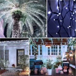 QITONG 2 Pack White Solar String Lights Outdoor, Each 66ft 200LED Solar Outdoor Lights With 8 Lighting Modes, Solar Christmas Lights Waterproof For Outside Garden Patio Yard Tree Party Wedding -Xmas Lighting Shop A1jlgrhkXaS. AC SL1500
